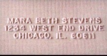 Embossed example of 3-line Address
in Helvetica font, all caps