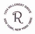 Our modern round monogram address design
as seen on Martha Stewart
You may select your stock monogram from the styles shown here